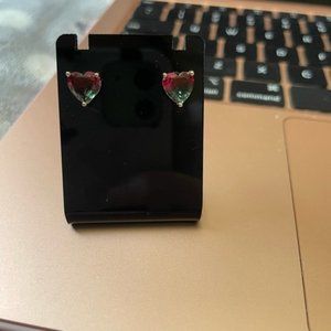 STYLISH 1.25ct Heart Cut Bi-colored Watermelon Red Green Tourmalin Rose Gold